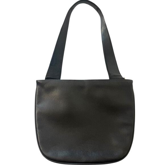 Longchamp LM Black Leather Double Compartment Shoulder Bag France Y2K Vintage - Picture 8 of 11